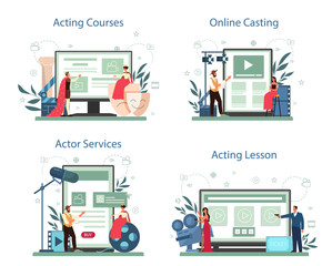 Actor and actress online service or platform set. Idea of creative