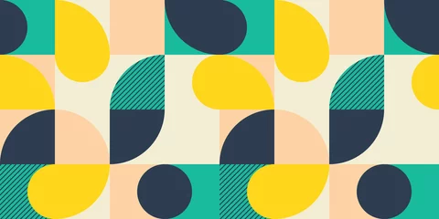 Foto op Plexiglas Scandinavische stijl Kleurrijk geometrisch naadloos patroon in Scandinavische stijl. Abstract vector achtergrond met eenvoudige vormen en texturen.