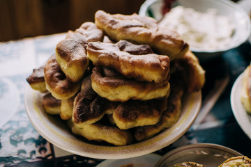 Ukrainian pancakes are cooked in the morning