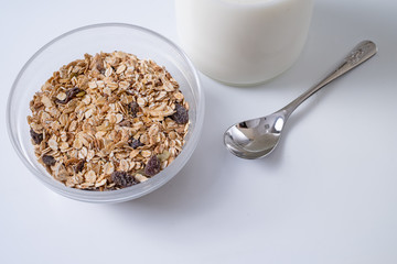 cereal breakfast in a bowl on background