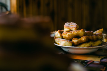 Ukrainian pancakes are cooked in the morning