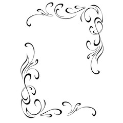 frame 42. decorative rectangular frame with curls and vignettes in black lines on a white backgroun