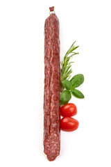 Traditional Dried sausage, isolated on white background