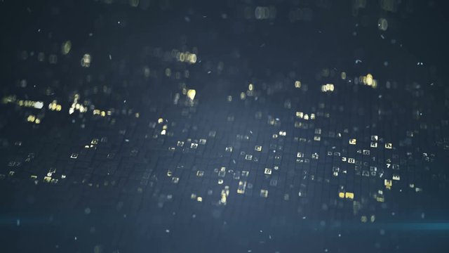 HEX computer code. Futuristic information technology concept. Seamless loop 3D render animation with DOF