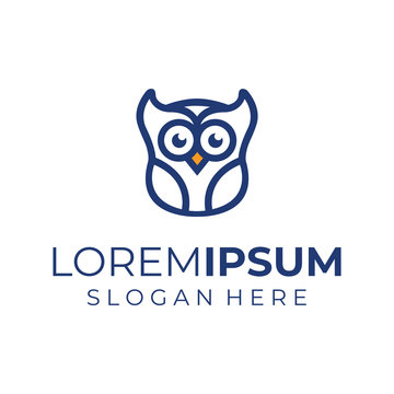 cute owl outline logo design