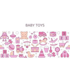 Background with baby toy icons