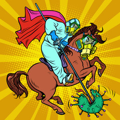 Horseman doctor defeats coronavirus, St. George emblem