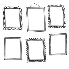 set of hand-drawn doodle frames