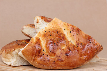 Ramadan Pita (Ramazan Pidesi) Traditional Turkish bread for holy month Ramadan.