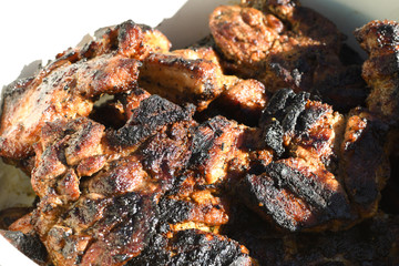 Meat on the grill. Chef cooking grilling mix of fresh grilled chicken meat