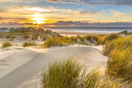 View from dune top over North Sea