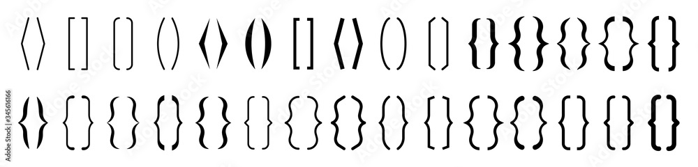 Wall mural set of text brackets. bracket icon. quote box frame. texting quote and brackets boxes. quotation. cr