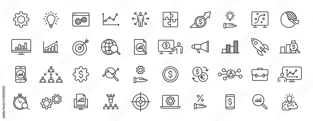 Fototapete set of 40 data proceassing web icons in line style. graphic, analytics, statistic, network, diagrams