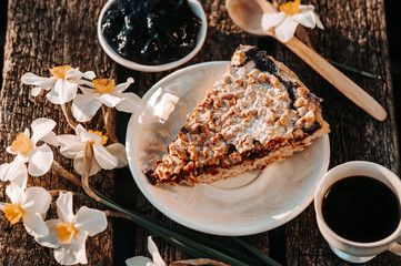 a piece of grated jam pie