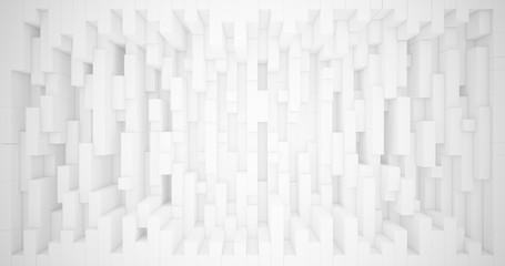 Abstract pattern of rectangles with the effect of displacement. White clear boxes. Background for business presentation.3D illustration and rendering.