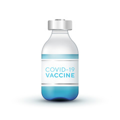 Realistic 3d glass ampoules with medicine. Vaccine injection. corona virus infection, novel coronavirus disease 2019, COVID-19,nCoV 2019. Vector illustration.
