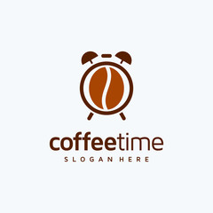 Alarm coffee logo design vector template