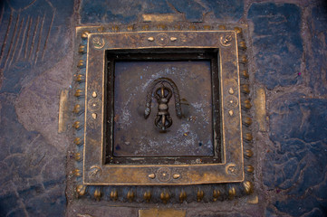 Details at Swayambhunath Temple Complex - Buddhist Center and Village on the Outskirts of Kathmandu in Nepal