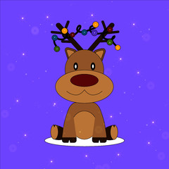 cartoon, christmas, animal, deer, cute, reindeer, illustration, winter, holiday, xmas, happy, snow, dog, fun, funny, cow, mouse, card, rudolph, celebration, pet, red, art, love, nose