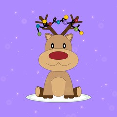 cartoon, christmas, animal, deer, cute, reindeer, illustration, winter, holiday, xmas, happy, snow, dog, fun, funny, cow, mouse, card, rudolph, celebration, pet, red, art, love, nose