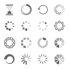 Loading symbol icon set vector illustration. Contains such icon as Hourglass, Waiting, Processing, Loader, Time, Buffering and more. Expanded Stroke
