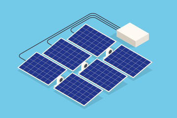 Isometric Solar Panels. The new solar battery generates a pure electricity