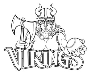 A Viking female warrior woman gladiator baseball sports mascot