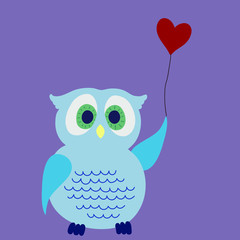 Owl with a heart. Valentine's day, animals, birds.
