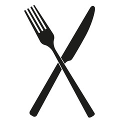 crossed fork and knife isolated on white background vector illustration