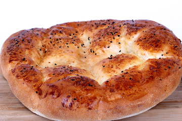 Ramadan Pita (Ramazan Pidesi) Traditional Turkish bread for holy month Ramadan.