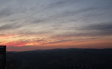 Sunrise over the city of Jerusalem