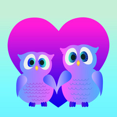Valentine's day, a couple of owls with a heart.