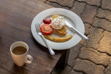 fresh homemade breakfast with a cup of coffee