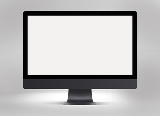 3D illustration of black monitor with white screen on a light gray background