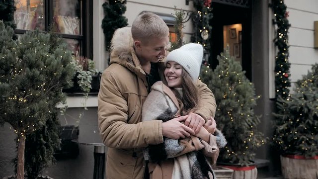 Perfect couple in Christmas time together