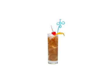 cocktails soft and long-drinks ind front of  isolated on white background. with clipping path.