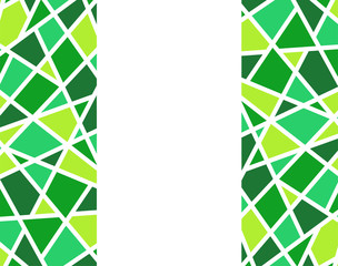 Poster with pieces of figures in imitation green mosaic. Place for text. Vector