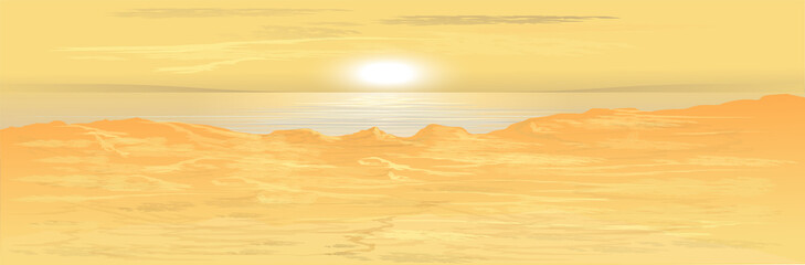 Sunset at sea. Background image. Vector.
