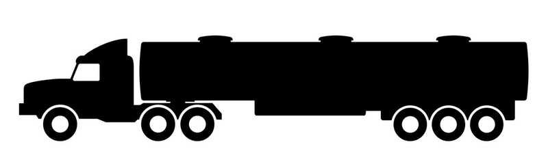 Silhouette of a truck with a trailer.