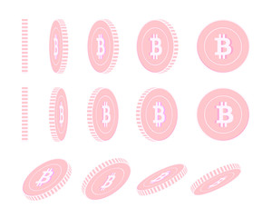 Bitcoin, internet currency rotating coins set, ani