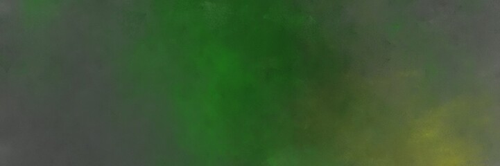 abstract painted art retro horizontal banner with dark olive green, dark slate gray and very dark green color