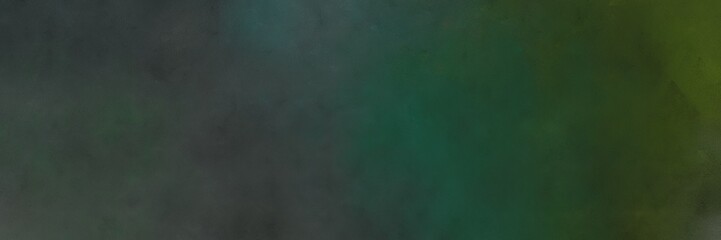 vintage painted art decorative horizontal background header with dark slate gray, very dark green and dark olive green color