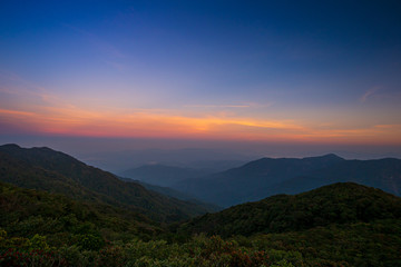 Mountain landscape ,Sunset, Springtime, Sun, Sky, Meadow 