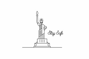 USA Statue of Liberty Landmark. Stay Safe Patriotic America vector illustration