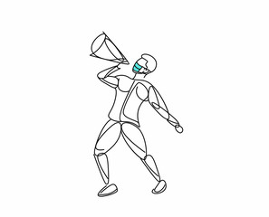 Man Announcement with loudspeaker Wearing Face Mask Fight Against Covid-19, Coronavirus Disease, Health Care and Safety, Vector Illustration.