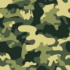 Seamless vector square camouflage pattern. Illustration in beige and green.
