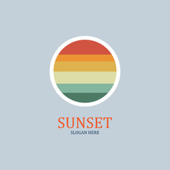 isolated round shape sunset vector logo