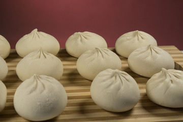 Khinkali Oriental cuisine. Georgian khinkali lie on a cutting board