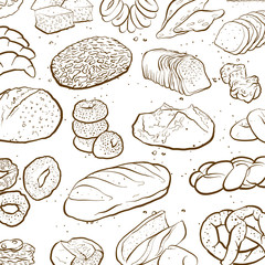 Outline version of Hand drawn sketch to a loosely arranged wallpaper bread types art