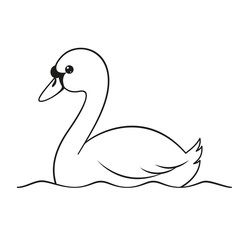Coloring page with a cute swan. Vector Illustration.